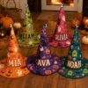 Picture of Personalized Halloween Witch Hat, Custom Name Adult Kids Witch Costume Hat, Spooky Halloween Party Cosplay Trick or Treat Gift Halloween Hat