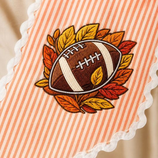 Picture of Fall Football Embroidery Design, Football Machine Embroidery File, Autumn Leaves Game Day Design, Thanksgiving Digital Download Pes Dst