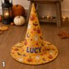 Picture of Personalized Halloween Witch Hat, Custom Name Kids Adult Witch Costume, Spooky Pumpkin Ghost Black Cat Trick or Treat Halloween Party Hat