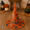 Picture of Personalized Halloween Witch Hat, Custom Name Kids Adult Witch Costume, Spooky Pumpkin Ghost Black Cat Trick or Treat Halloween Party Hat