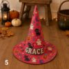 Picture of Personalized Halloween Witch Hat, Custom Name Kids Adult Witch Costume, Spooky Pumpkin Ghost Black Cat Trick or Treat Halloween Party Hat