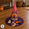 Picture of Personalized Halloween Witch Hat, Custom Name Witch Costume Kids Adults, Spooky Ghost Pumpkin Halloween Party Trick or Treat Hat Halloween