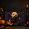 Picture of Personalized Halloween Leather Shoulder Bag, Custom Name Haunted House Purse, Black Cat Pumpkin Bag, Gothic Witch Gift for Her, Spooky Tote