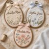 Picture of Personalized Embroidery Hoop Ornament, Custom Name Floral Hoop, Wildflower Nursery Decor, Baby Girl Keepsake, Personalized Gift Embroidered