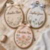 Picture of Personalized Embroidery Hoop Ornament, Custom Name Floral Hoop, Wildflower Nursery Decor, Baby Girl Keepsake, Personalized Gift Embroidered