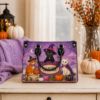 Picture of Personalized Halloween Cat Leather Shoulder Bag, Custom Name Witch Cat Bag, Black Cat Pumpkin Bag, Spooky Gift for Her, Cute Halloween Tote