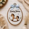 Picture of Personalized Name Embroidery Hoop, Farm Animal Nursery Decor, Goose Horse Lamb Wall Art, Baby Shower Gift, Custom Kids Room Keepsake Decor