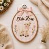 Picture of Personalized Name Embroidery Hoop, Farm Animal Nursery Decor, Goose Horse Lamb Wall Art, Baby Shower Gift, Custom Kids Room Keepsake Decor