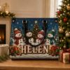 Picture of Personalized Christmas Leather Shoulder Bag, Custom Name Snowman Purse, Snowman Family Handbag, Holiday Gift for Her, Christmas Tote Purse