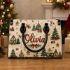 Picture of Personalized Christmas Leather Shoulder Bag, Custom Name Holiday Purse, Gingerbread Christmas Handbag, Festive Gift for Her, Winter Tote Bag