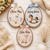 Picture of Personalized Farm Animal Name Embroidery Hoop Goose Rocking Horse Lamb Nursery Decor, Custom Baby Name Sign, Baby Shower Gift, Kids Room Art