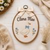 Picture of Personalized Farm Animal Name Embroidery Hoop Goose Rocking Horse Lamb Nursery Decor, Custom Baby Name Sign, Baby Shower Gift, Kids Room Art