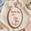 Picture of Personalized Heron Embroidery Hoop, Custom Baby Name Sign, Bird Nursery Decor, Baby Boy Girl Wall Art, Coastal Nursery Gift, Kids Room Art