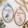 Picture of Personalized Heron Embroidery Hoop, Custom Baby Name Sign, Bird Nursery Decor, Baby Boy Girl Wall Art, Coastal Nursery Gift, Kids Room Art