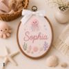 Picture of Personalized Ocean Nursery Name Embroidery Hoop, Whale Jellyfish Seahorse Wall Art, Baby Boy Girl Gift, Coastal Kids Room Decor, Baby Shower