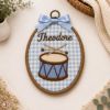 Picture of Personalized Music Embroidery Hoop, Custom Name Nursery Wall Decor, Musical Instrument Ornament, Piano Violin Drum Trumpet Gift for Kid Room