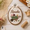 Picture of Personalized Garden Name Embroidery Hoop, Floral Nursery Decor, Watering Can Rain Boots Wheelbarrow Wall Art, Baby Shower Gift, Kids Decor