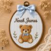 Picture of Personalized Woodland Embroidery Hoop, Custom Name Nursery Decor, Bunny Bear Deer Wall Art, Baby Shower Gift, Kids Room Decor, Baby Keepsake