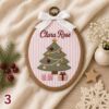 Picture of Personalized Christmas Embroidery Hoop, Custom Name Nursery Decor, Teddy Bear Rocking Horse Christmas Tree, Baby Gift, Kids Room Wall Art