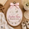 Picture of Personalized Christian Embroidery Hoop, Custom Name Baptism Gift, Noah's Ark Nursery Decor, Baby Dedication Gift, Religious Baby Wall Art