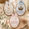 Picture of Personalized Christian Embroidery Hoop, Custom Name Baptism Gift, Noah's Ark Nursery Decor, Baby Dedication Gift, Religious Baby Wall Art