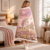 Picture of Personalized Unicorn Wearable Blanket, Custom Name Hooded Blanket, Pink Sherpa Blanket, Magical Unicorn Gift for Girls Kids & Granddaughter