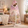Picture of Personalized Unicorn Wearable Blanket, Custom Name Hooded Blanket, Pink Sherpa Blanket, Magical Unicorn Gift for Girls Kids & Granddaughter