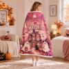 Picture of Personalized Pink Halloween Hooded Blanket, Custom Name Cute Ghost Blanket, Spooky Sweet Sherpa Blanket, Halloween Gift for Kids Blanket