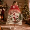 Picture of Personalized Christmas Wearable Blanket, Custom Name Snowman Hooded Blanket, Sherpa Christmas Blanket, Snowman Gift for Kids & Adults