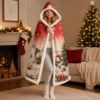 Picture of Personalized Christmas Wearable Blanket, Custom Name Snowman Hooded Blanket, Sherpa Christmas Blanket, Snowman Gift for Kids & Adults