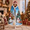 Picture of Personalized Christmas Wearable Blanket, Custom Name Snowman Hooded Blanket, Sherpa Holiday Blanket, Christmas Gift for Kids & Adults