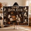 Picture of Personalized Ghost Book Club Wearable Blanket, Custom Name Halloween Hooded Blanket, Book Lover Sherpa Blanket, Spooky Reader Gift