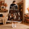 Picture of Personalized Ghost Book Club Wearable Blanket, Custom Name Halloween Hooded Blanket, Book Lover Sherpa Blanket, Spooky Reader Gift