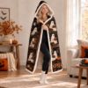 Picture of Personalized Ghost Book Club Wearable Blanket, Custom Name Halloween Hooded Blanket, Book Lover Sherpa Blanket, Spooky Reader Gift