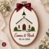 Picture of Personalized Wedding Embroidery Hoop, Custom Couple Names & Date, Church Wedding Keepsake, Bridal Shower Gift, Rustic Anniversary Wall Decor