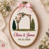 Picture of Personalized Wedding Embroidery Hoop, Custom Couple Names & Date, Church Wedding Keepsake, Bridal Shower Gift, Rustic Anniversary Wall Decor