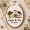 Picture of Personalized Wedding Embroidery Hoop, Custom Couple Names & Date, Church Wedding Keepsake, Bridal Shower Gift, Rustic Anniversary Wall Decor