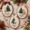 Picture of Personalized Christmas Embroidery Hoop, Baby First Christmas Gift, Custom Name Nursery Decor, Woodland Animal Keepsake, Bunny Deer Lamb Hoop