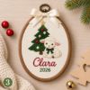 Picture of Personalized Christmas Embroidery Hoop, Baby First Christmas Gift, Custom Name Nursery Decor, Woodland Animal Keepsake, Bunny Deer Lamb Hoop