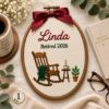 Picture of Personalized Retirement Embroidered Hoop 2026, Custom Name Retirement Gift, Retired Embroidery Hoop, Coworker Teacher Keepsake Ornament