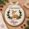 Picture of Personalized Baby First Christmas Embroidery Hoop, Custom Name Nursery Decor, My First Christmas Gift, Woodland Baby Keepsake, 2026 Keepsake