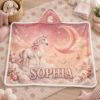Picture of Personalized Unicorn Wearable Blanket, Custom Name Pink Hooded Blanket, Moon Unicorn Sherpa Blanket, Magical Unicorn Gift for Girls Kids