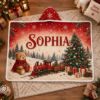 Picture of Personalized Christmas Wearable Blanket, Custom Name Teddy Bear Hooded Blanket, Christmas Train Sherpa Blanket, Holiday Gift for Kids