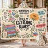 Picture of Personalized Book Lover Wearable Blanket, Custom Name Cozy Reading Hooded Blanket, Floral Sherpa Blanket, Bookworm Reader Gift for Women