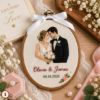 Picture of Personalized Wedding Embroidery Hoop, Custom Couple Portrait, Bride Groom Names & Date, Wedding Keepsake, Newlywed Gift, Anniversary Decor