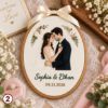 Picture of Personalized Wedding Embroidery Hoop, Custom Couple Portrait, Bride Groom Names & Date, Wedding Keepsake, Newlywed Gift, Anniversary Decor