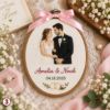 Picture of Personalized Wedding Embroidery Hoop, Custom Couple Portrait, Bride Groom Names & Date, Wedding Keepsake, Newlywed Gift, Anniversary Decor