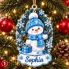 Picture of Personalized Snowman Christmas Ornament 2026, Custom Name Snowman Ornament, Kids Christmas Gift, Family Holiday Keepsake, Stocking Stuffer