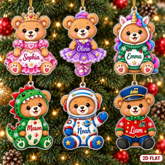 Picture of Personalized Teddy Bear Christmas Ornament 2026, Custom Name Bear Ornament, Kid Christmas Gift, Baby Holiday Keepsake, Stocking Stuffer 2026