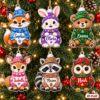Picture of Personalized Woodland Animal Christmas Ornament 2026, Custom Name Animal Ornament, Kids Christmas Gift, Fox Bunny Bear Deer Raccoon Owl